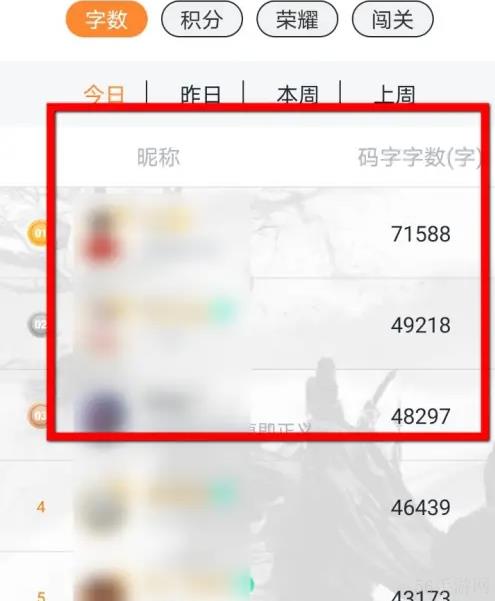 橙瓜码字怎么查看码字排行 橙瓜码字查看码字排行方法
