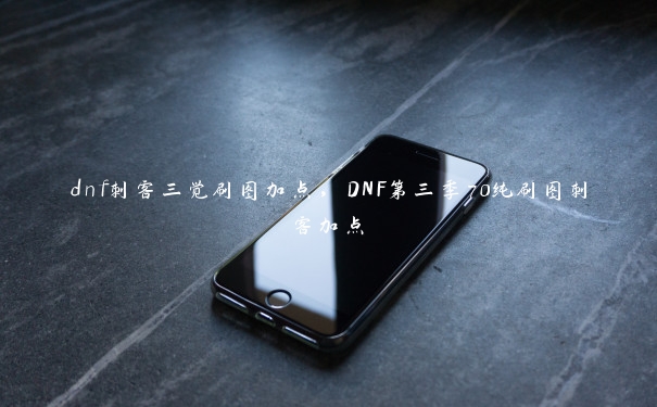 dnf刺客三觉刷图加点，DNF第三季70纯刷图刺客加点